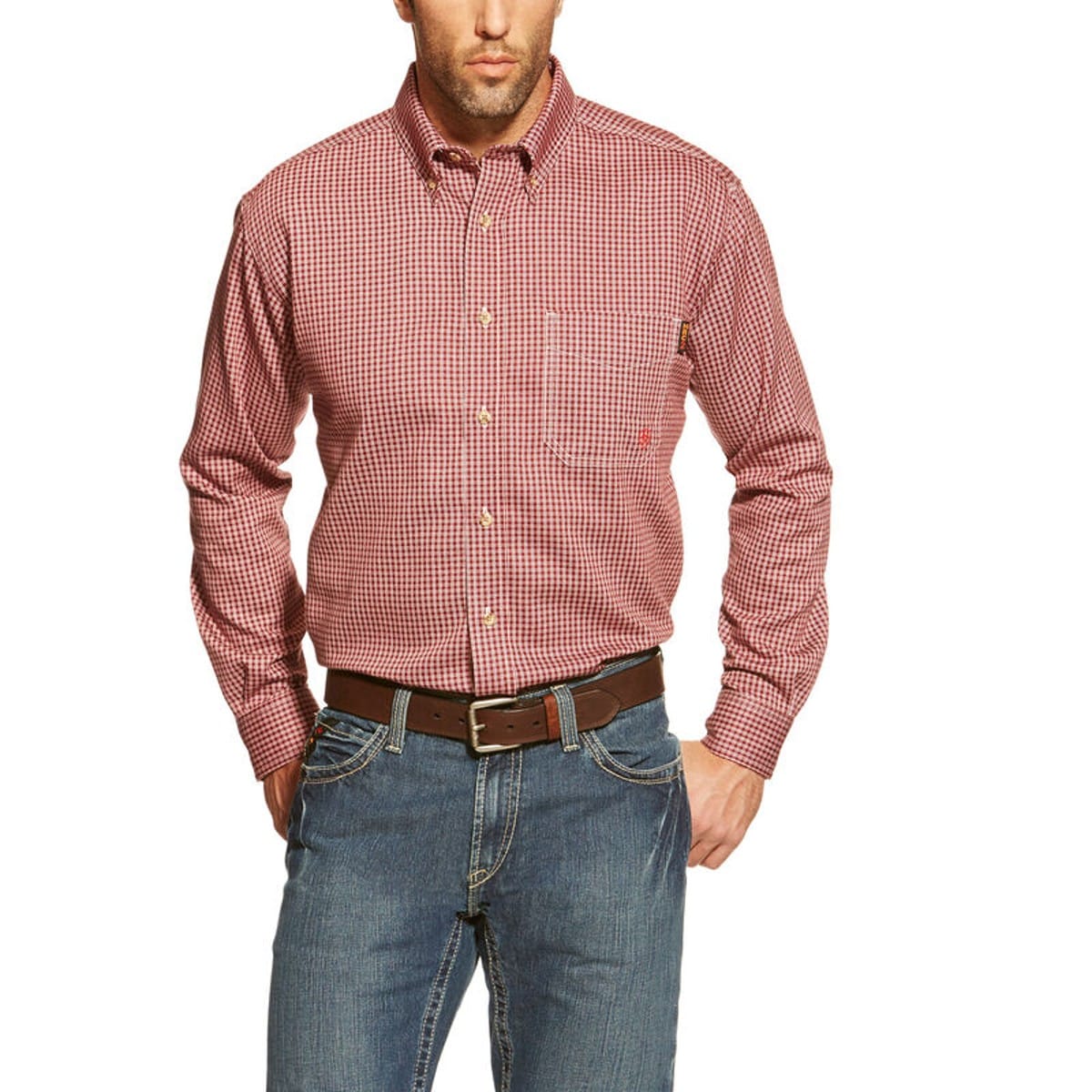 Ariat FR Bell Button Down Work Shirt in Red